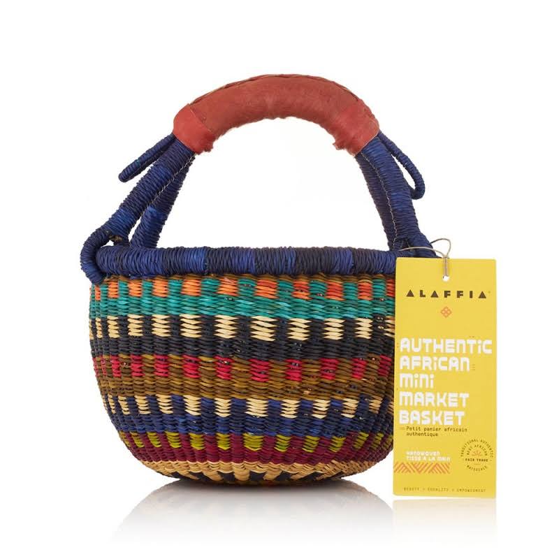 Alaffia Handwoven Authentic African Mini Market Basket 9 x 5 x 7