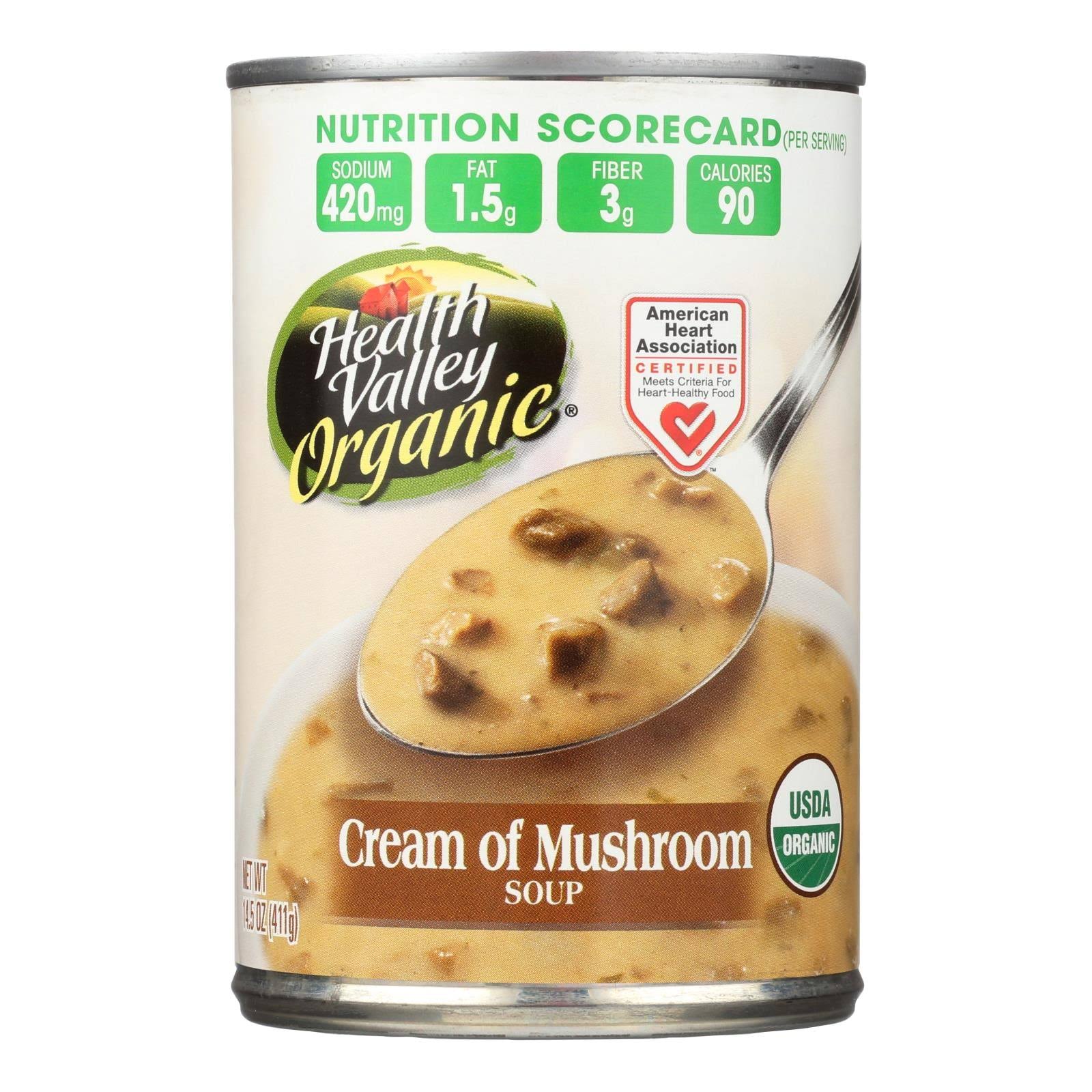 Health Valley Organic Soup, Cream of Mushroom, 14.5 Ounce (Pack of 12)