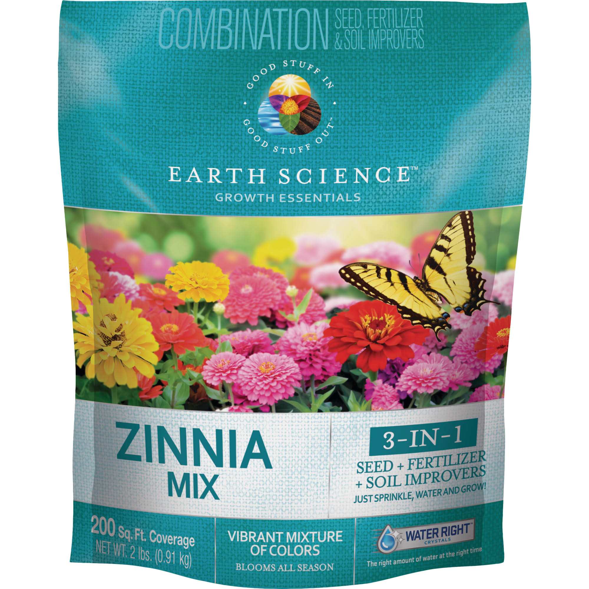 Earth Science All-in-One 2 lb. 200 Sq. ft. Coverage Zinnia Wildflower Seed Mix 12142-6
