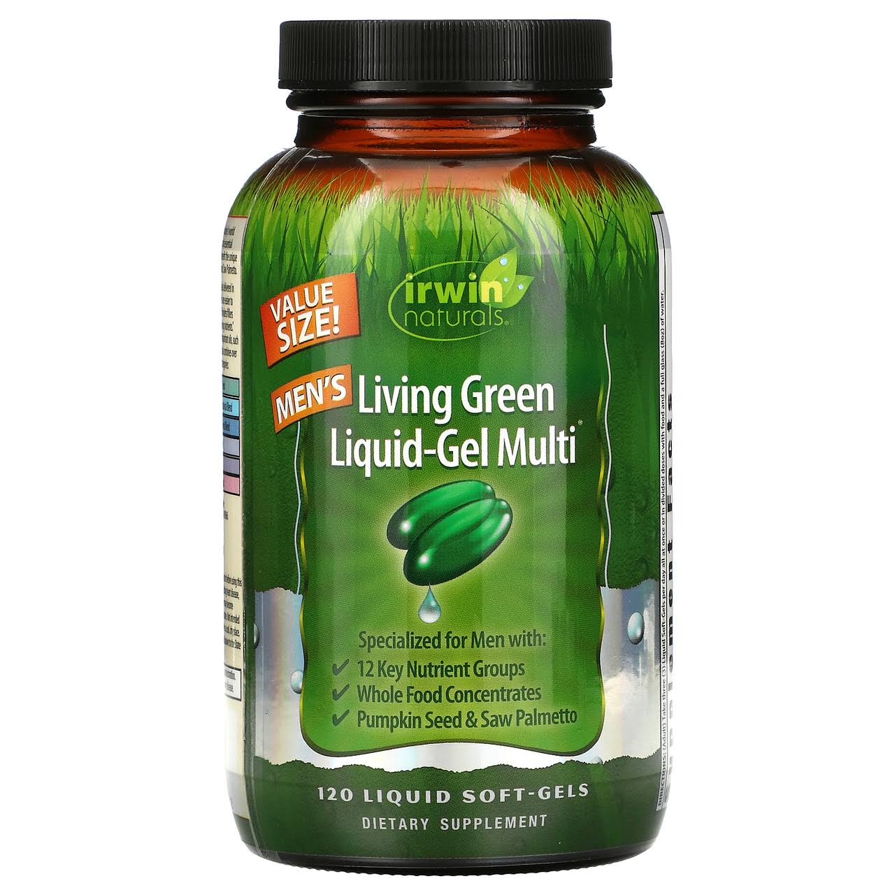 Irwin Naturals Living Green Multi Liquid Gel for Men Dietary Supplement - 120ct