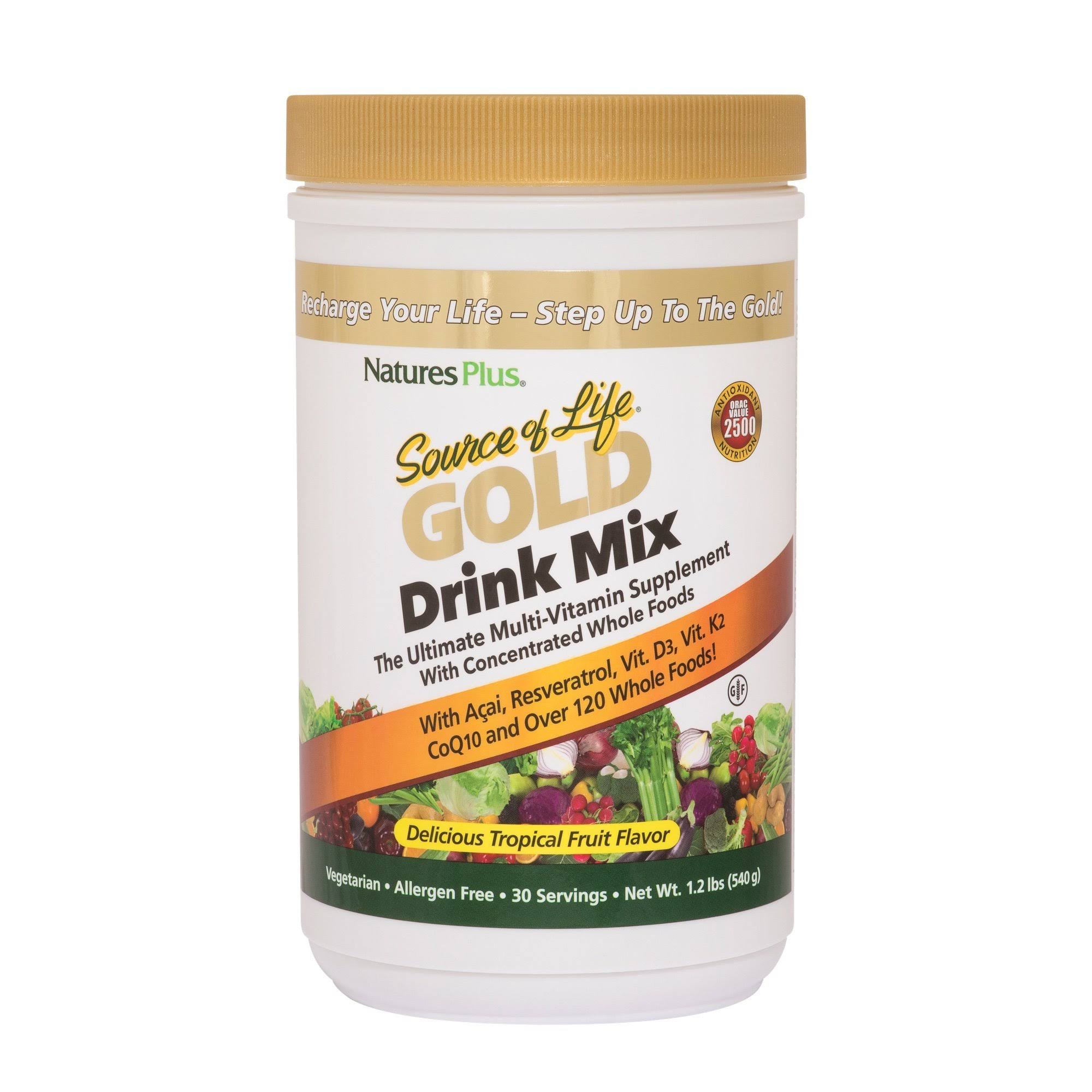Nature's Plus Source of Life Gold Drink Mix Tropical Fruit 30 Servings