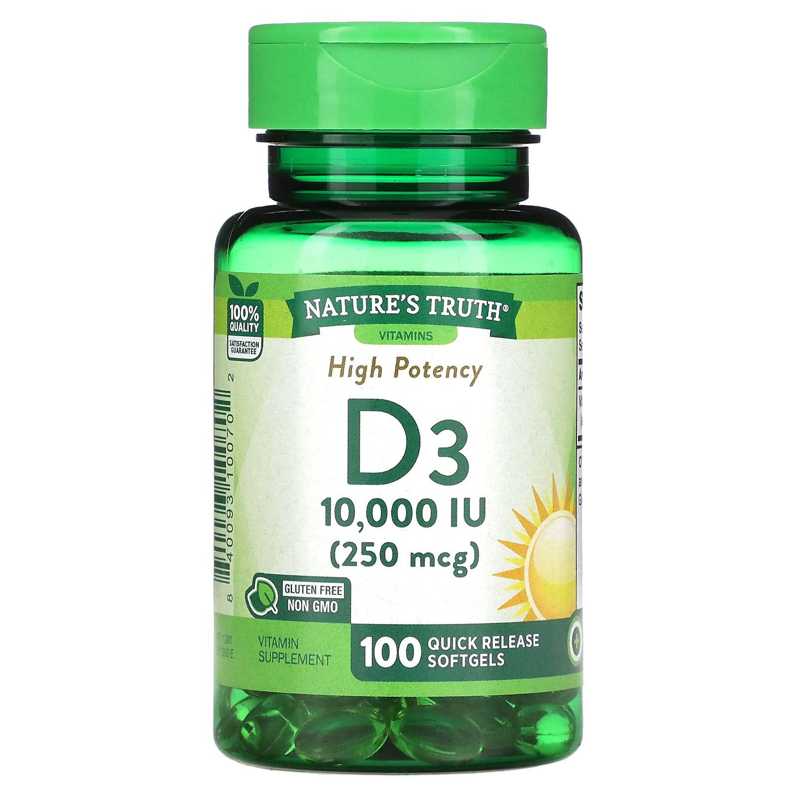 Nature's Truth High Potency Vitamin D3 250 MCG (10 000 IU) 100 Quick Release Softgels
