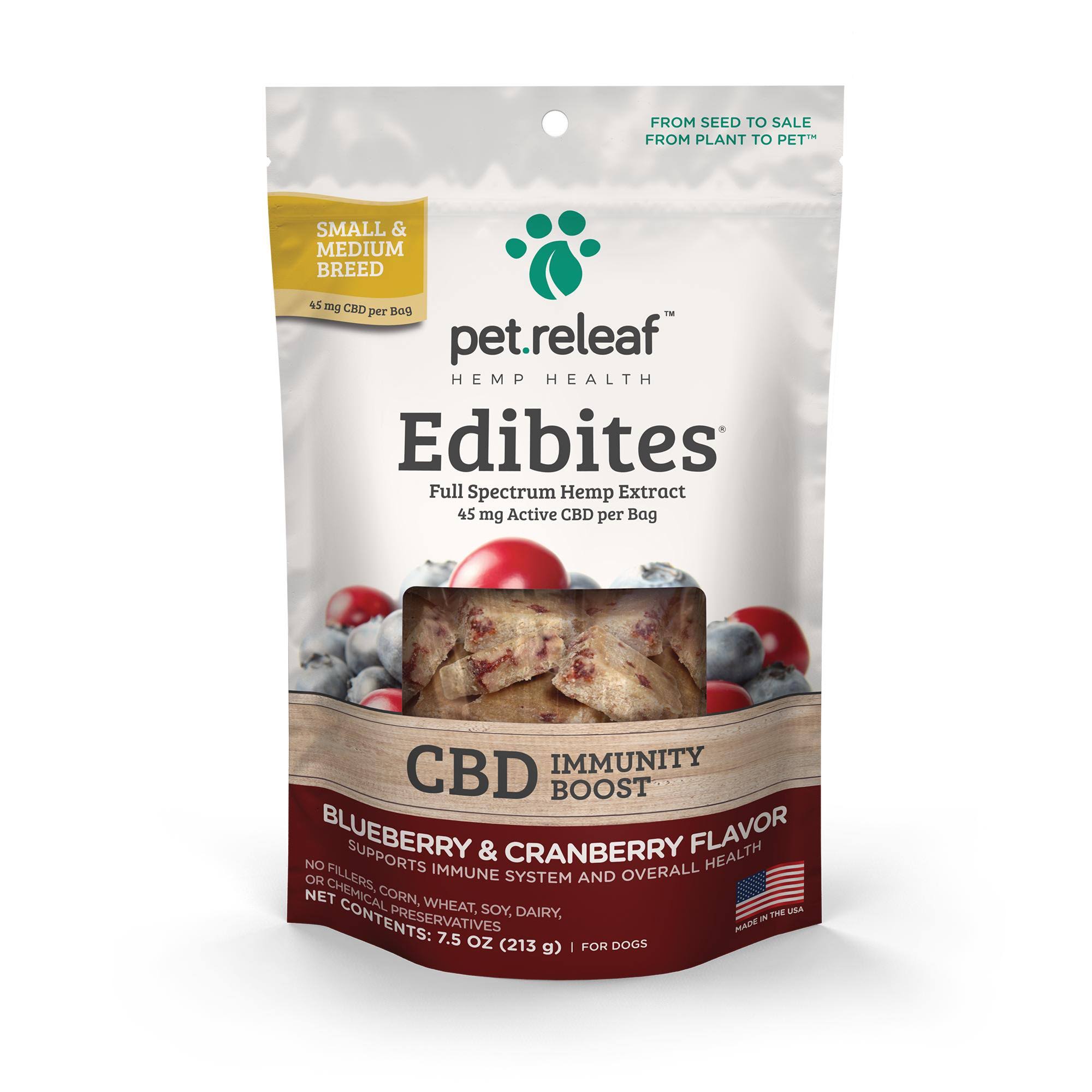 Pet Releaf Edibites Blueberry & Cranberry - Helping Dogs in Need Standard (30-33 Treats)