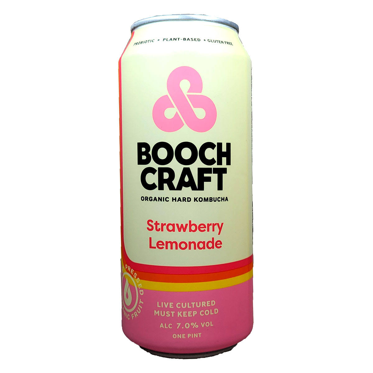 Boochcraft Hard Kombucha, Organic, Strawberry Lemonade - one pint