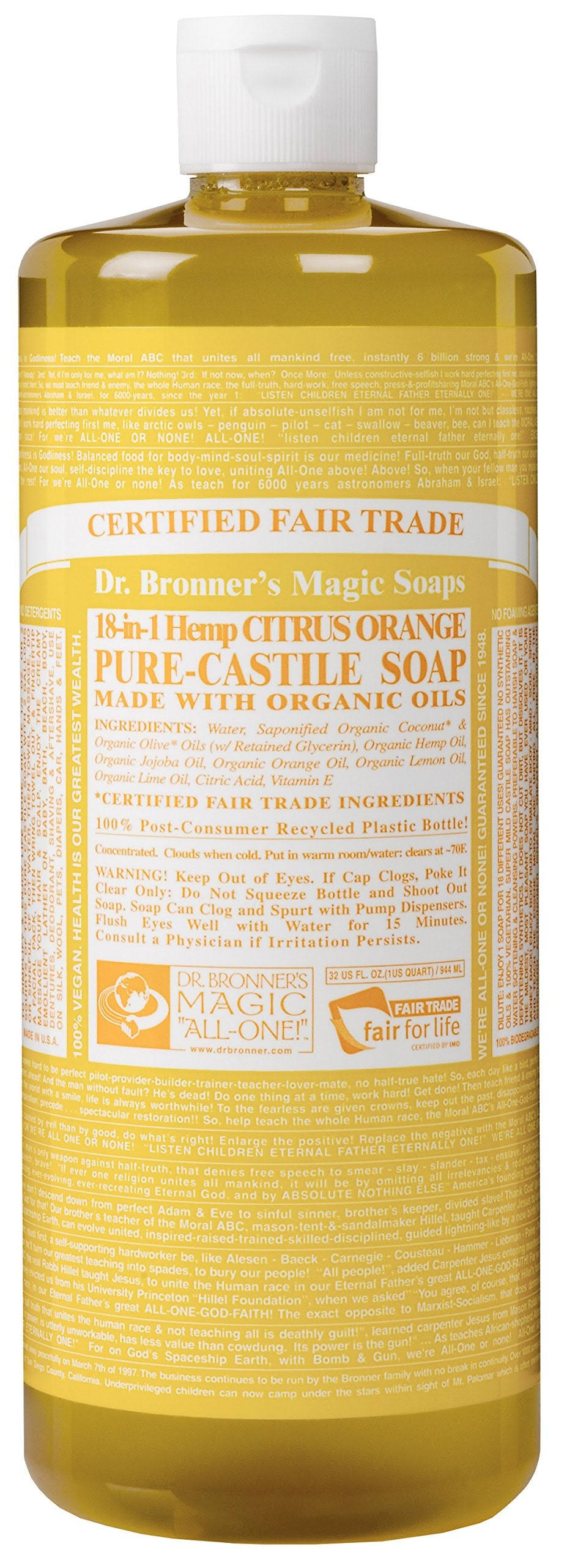 Dr. Bronner's Fair Trade & Organic Castile Liquid Soap - Citrus