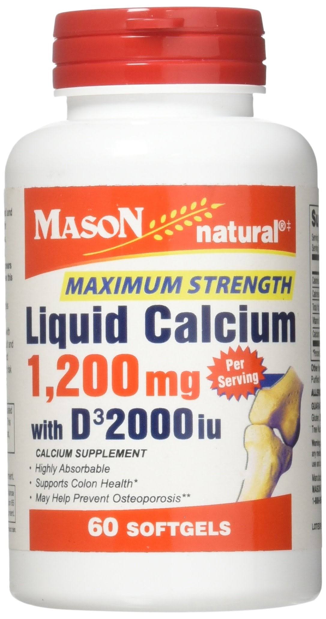 Mason Vitamins Natural Liquid Calcium Supplement - 1,200mg, 60 Softgels
