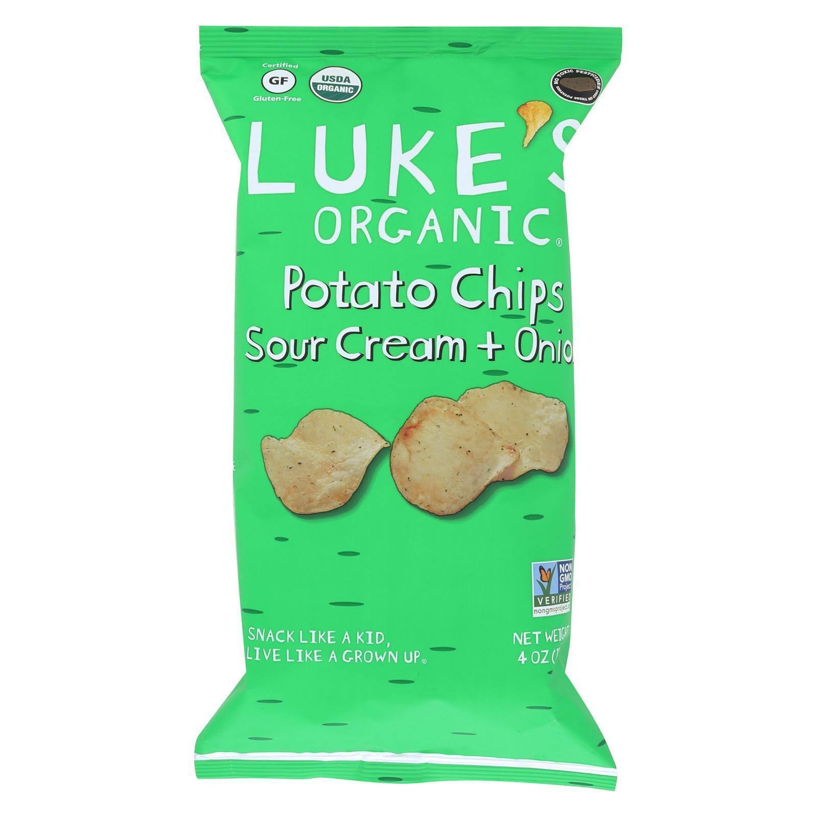 Luke's Organic Sour Cream and Onion Potato Chips - Case of 9 - 4 OZ.