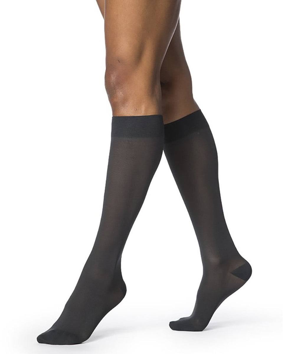 Sigvaris Eversheer Closed Toe Thigh Highs with Grip Top - Black, 20-30mmhg