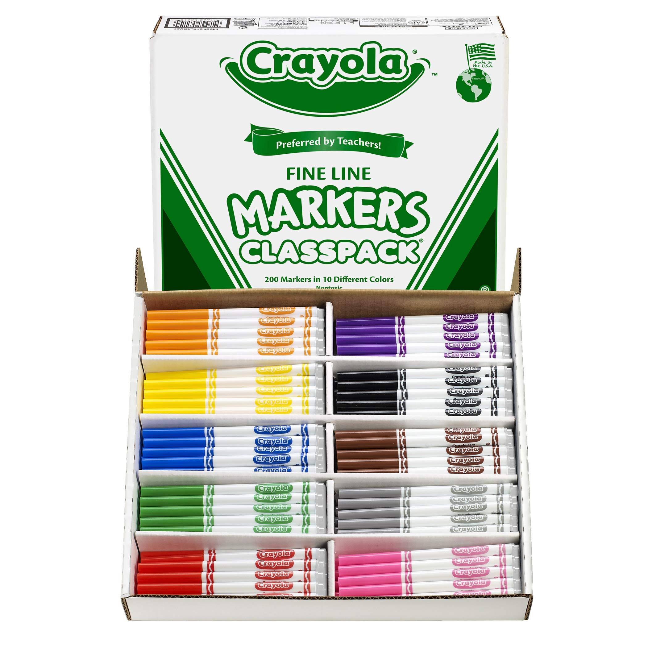 Crayola Bin8210 Classpack Markers 200 CT Non Washable Fine Tip, Price/EA