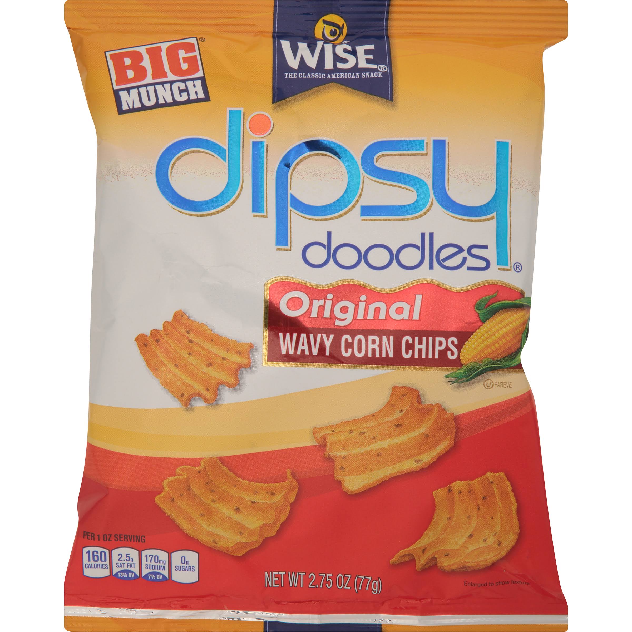 Wise Snacks Dipsy Doodles Wavy Corn Chips, Original, 2.75 Ounce 24 C