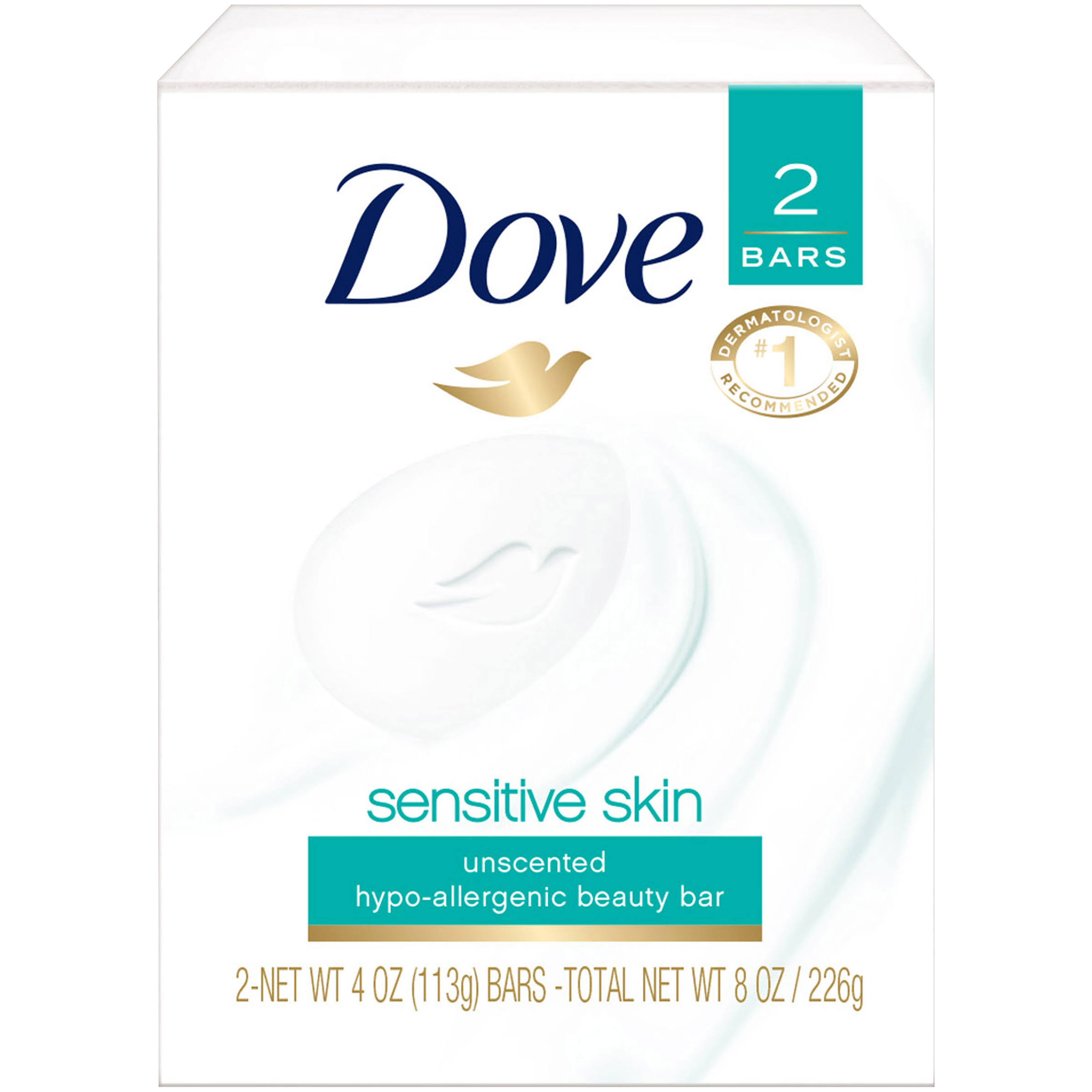 Dove Sensitive Skin Beauty Bars - 2 pack, 4 oz each