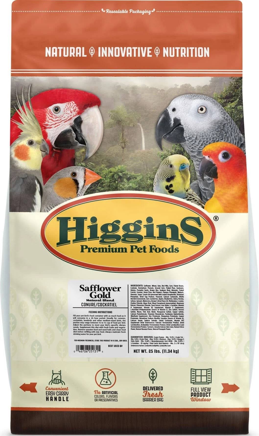 Higgins Safflower Gold Natural Parrot Food - 25lbs