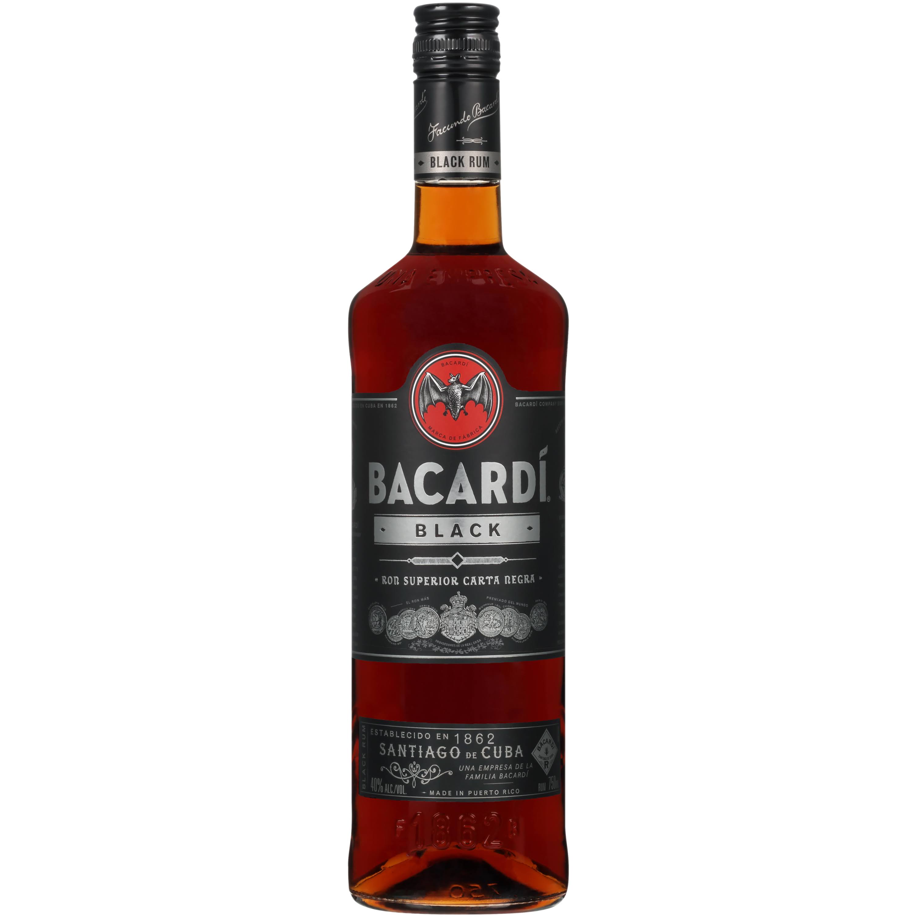 Bacardi Rum, Black - 750 ml