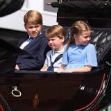 Prince George, Princess Charlotte and Prince Louis met with huge cheers as they make carriage debut