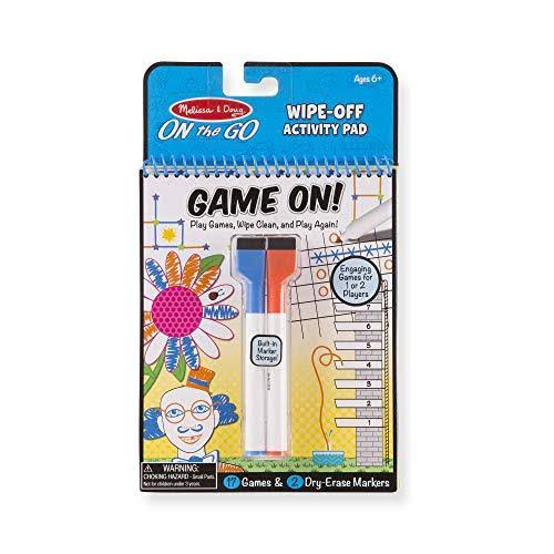 Melissa & Doug Game On! Reusable Games Wipe-Off Dry-Erase Travel Activity Pad Game