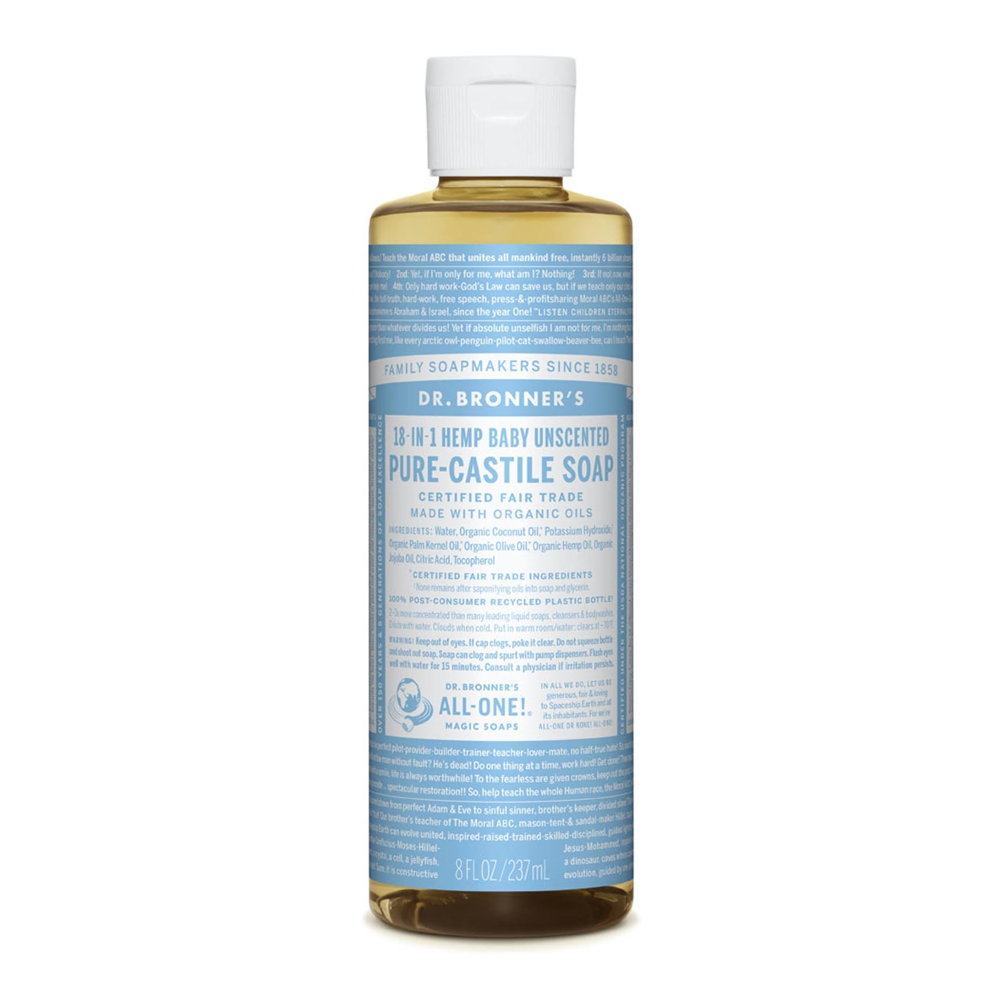 Dr. Bronner's Organic Pure Castile Unscented Liquid Baby Soap