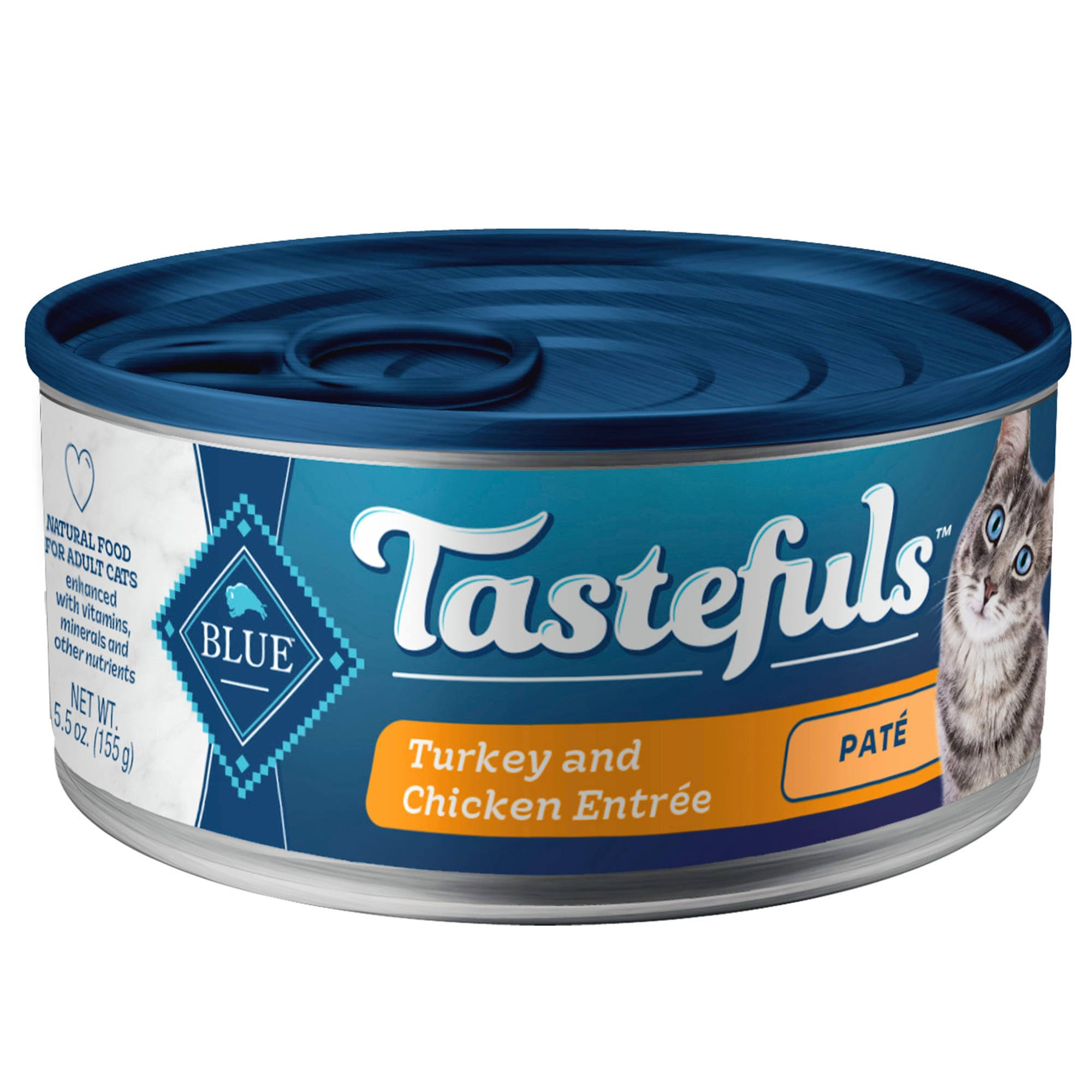 Blue Buffalo Tastefuls Natural Pate Wet Cat Food, Turkey & Chicken Entrée 5.5-oz Cans