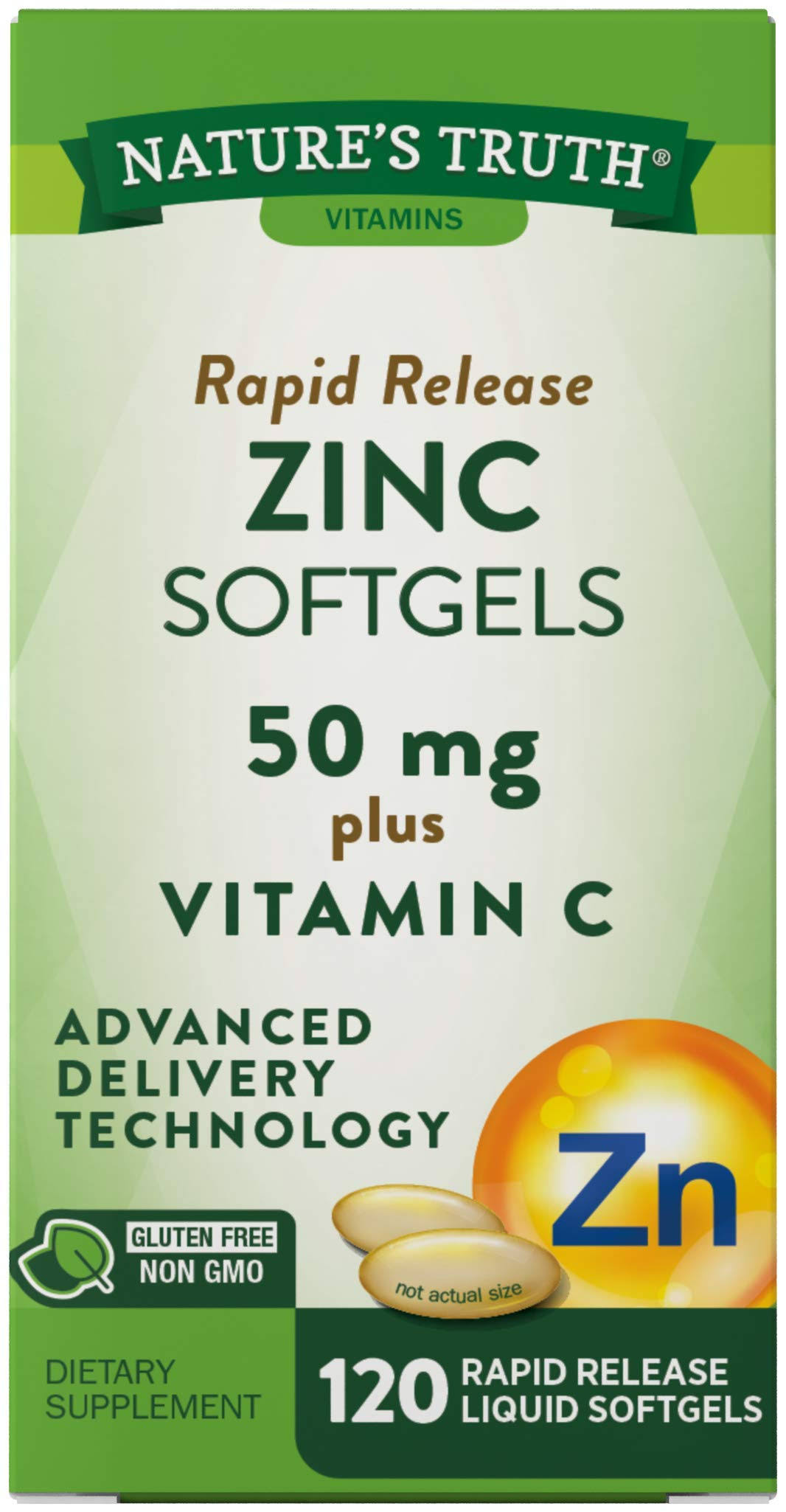 Nature's Truth Rapid Release Zinc Plus Vitamin C, 50 mg, 120 Count