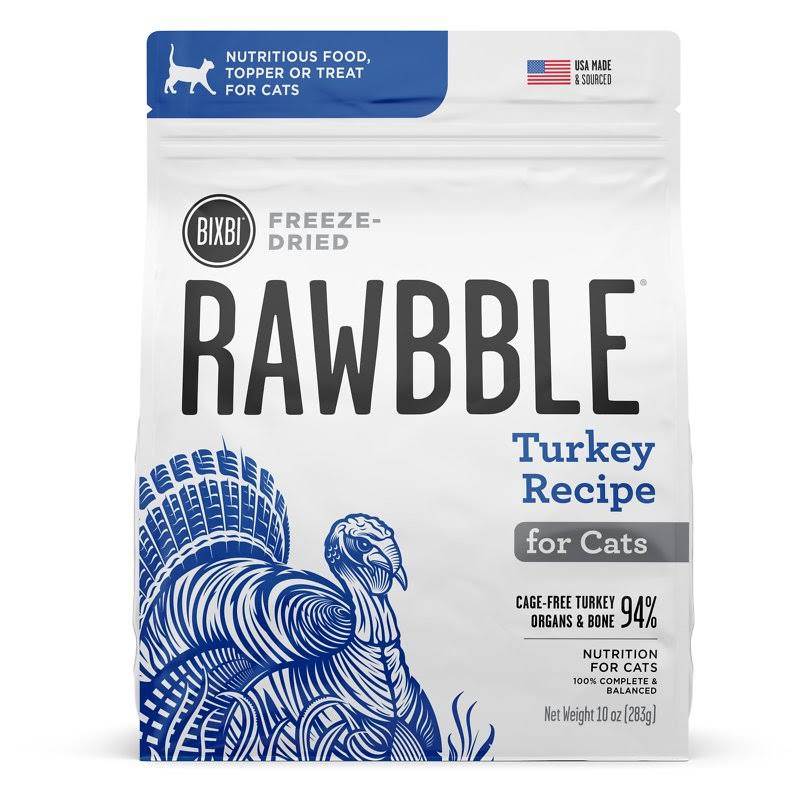 Bixbi Rawbble Turkey Recipe Grain-Free Freeze-Dried Cat Food, 10-oz Bag