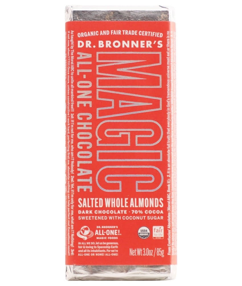 Dr. Bronner's Salted Whole Almonds Chocolate Bar 3 oz