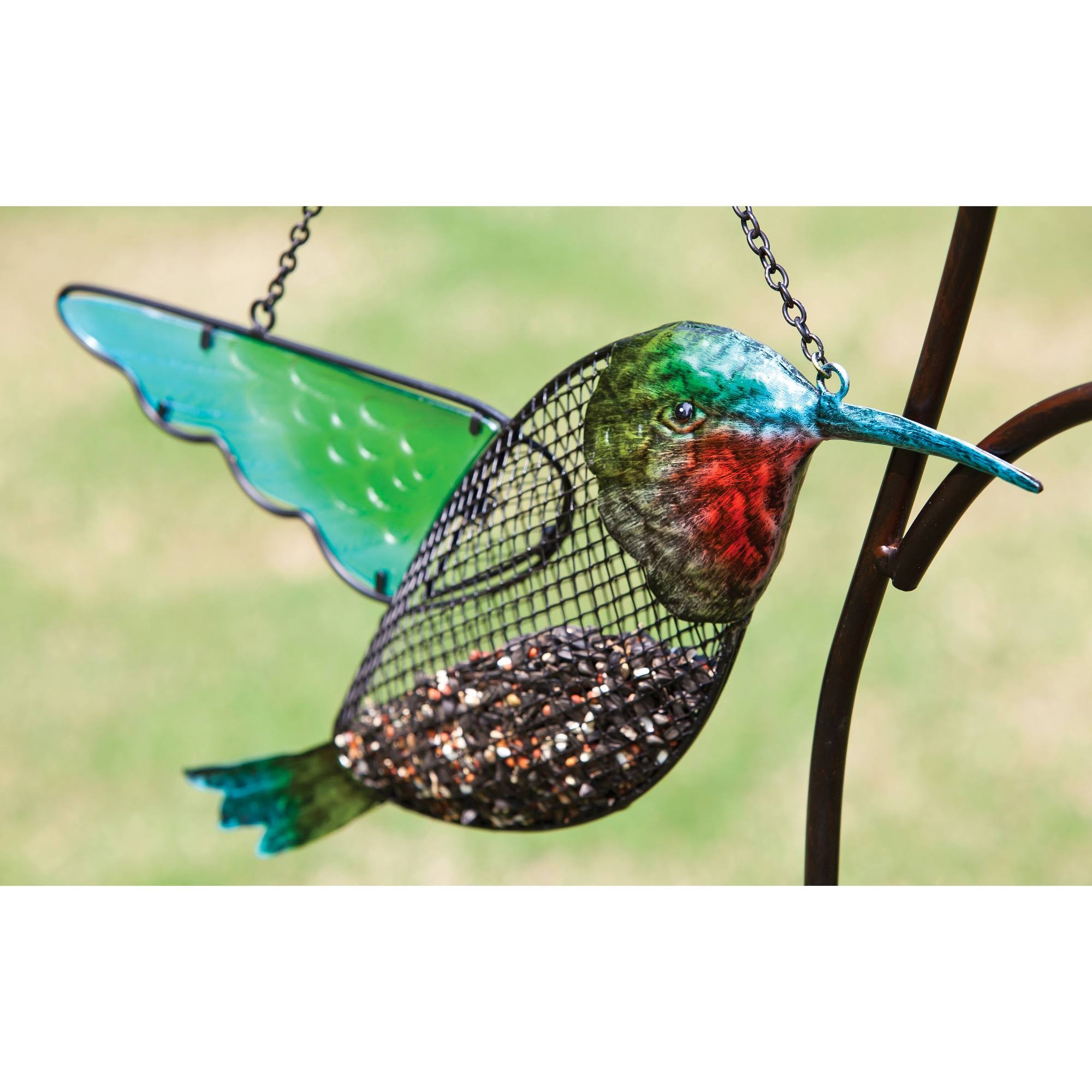 Hummingbird Metal and Glass Bird Feeder