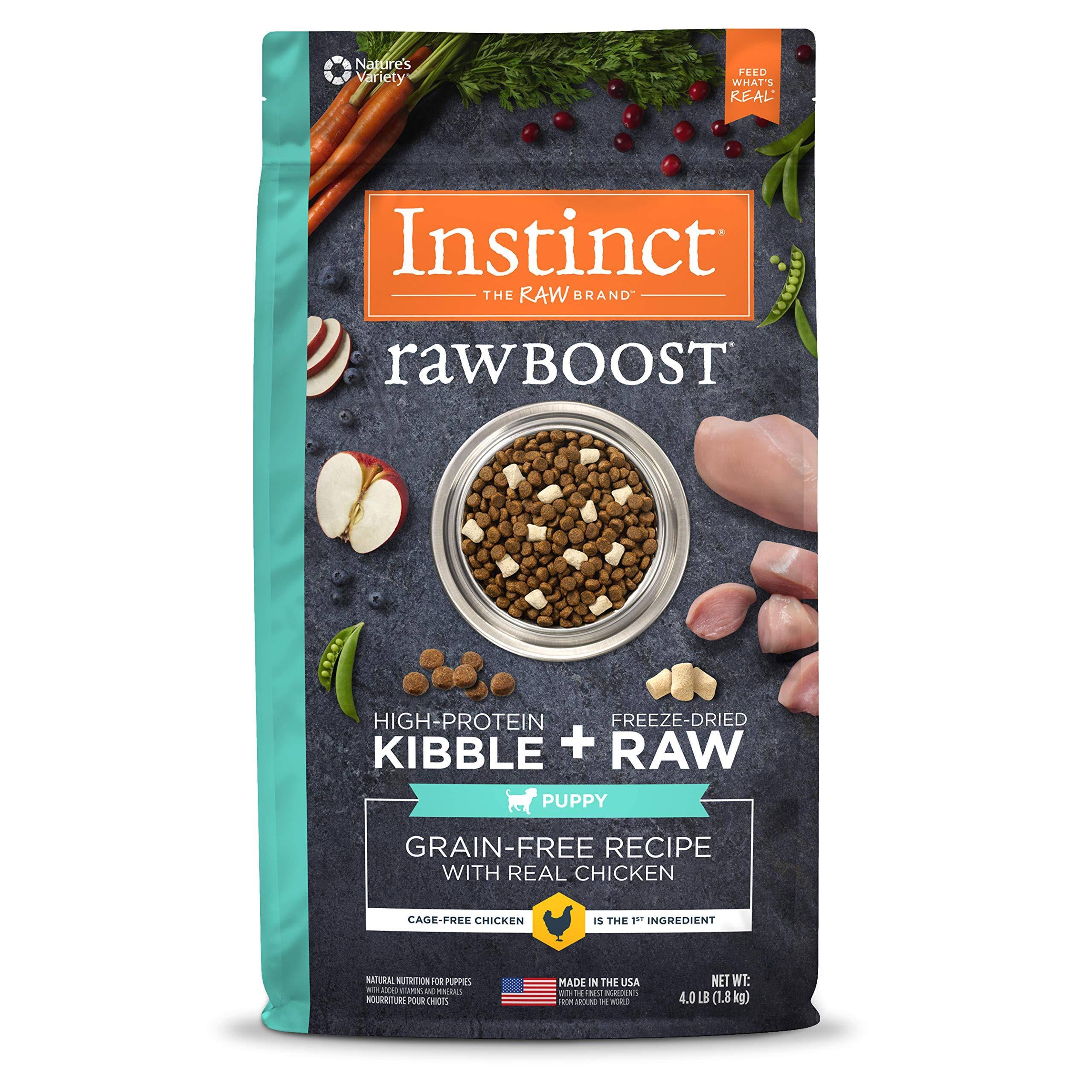 Nature's Variety Instinct Raw Boost Puppy Grain Free Recipe Dry Dog Food - with Real Chicken, 4lbs