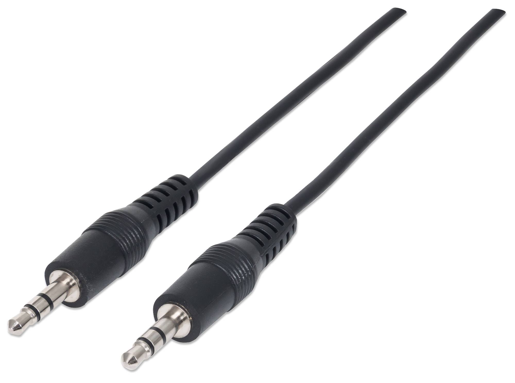 Manhattan 3.5 Mm Stereo Male To Male Audio Cable, 6 Ft, Black - 6 Ft - 1 X Mini-phone