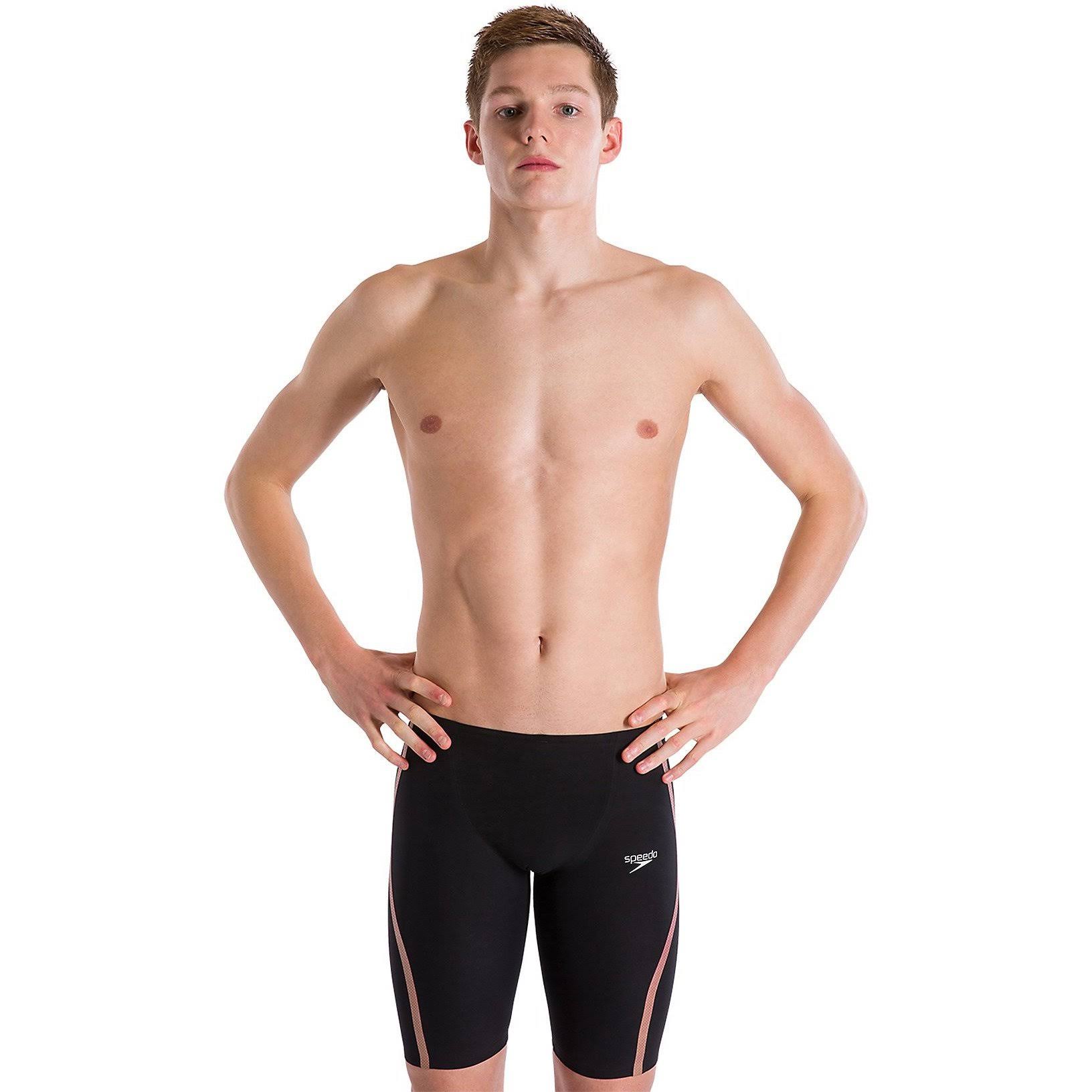 Speedo Men's Fastskin LZR Pure Intent Jammer Tech Suit Swimsuit - Black/Rose Gold | Nylon/Lycra - Swimoutlet.com