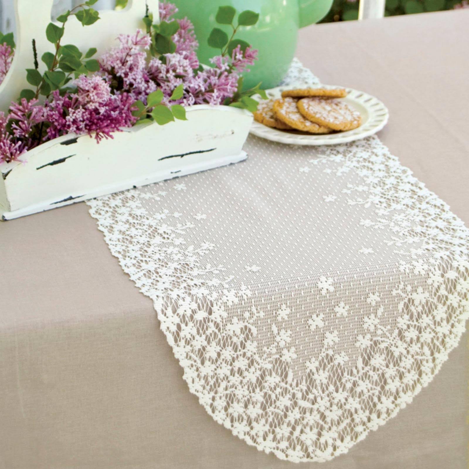 Heritage Lace, White Blossom 12x30 Runner, 12 inch by 30 inch