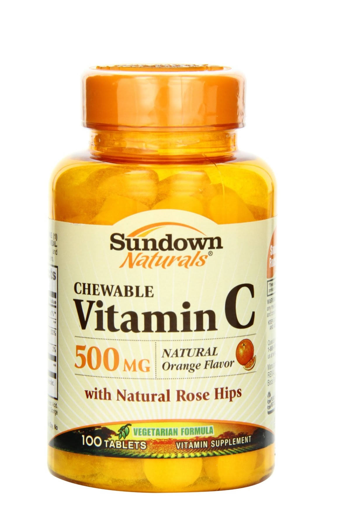 Sundown Naturals Chewable Vitamin C Supplement - Orange, 500mg, 100ct
