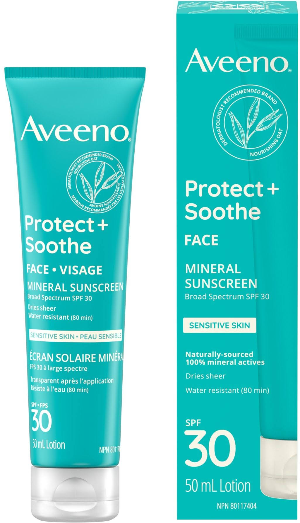 Aveeno Protect + Soothe Face Mineral Sunscreen SPF 30, 50 mL