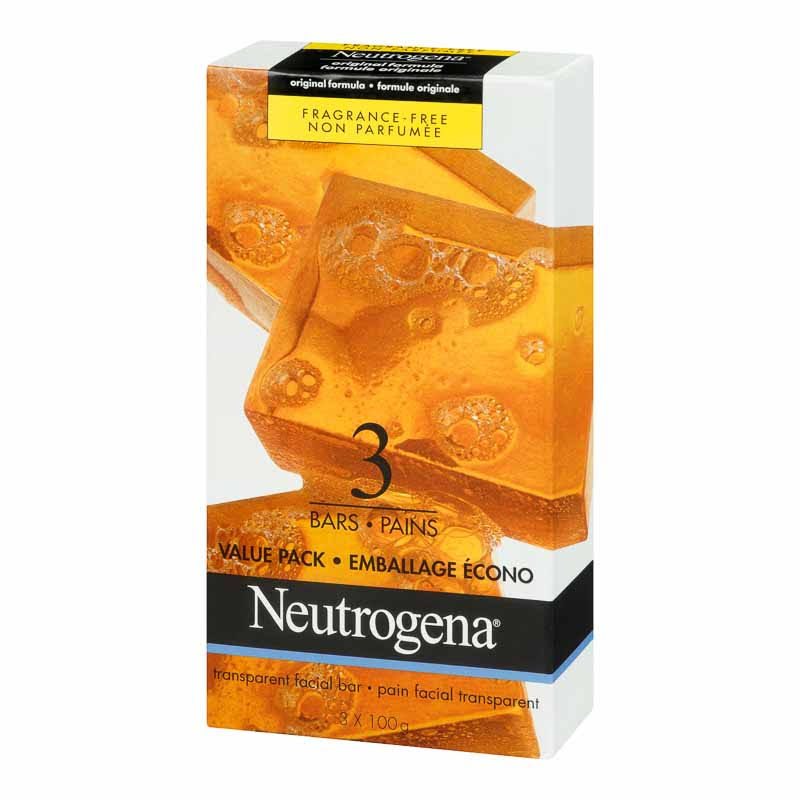 Neutrogena Regular Skin Type Facial Cleansing Bar Soap - 100g, 3 Pack