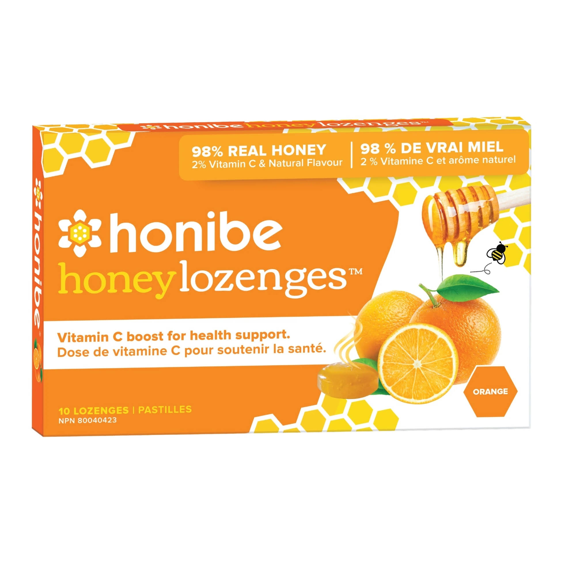 Honibe Honey Lozenges Vitamin C Orange 10 Lozenges