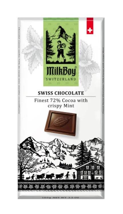 Milkboy Swiss Mint Dark Chocolates - All Natural 72% Dark Cocoa With C