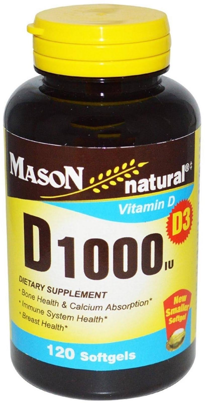 Mason Natural Vitamin D3 Dietary Supplement - 1000 IU, 120 Softgels