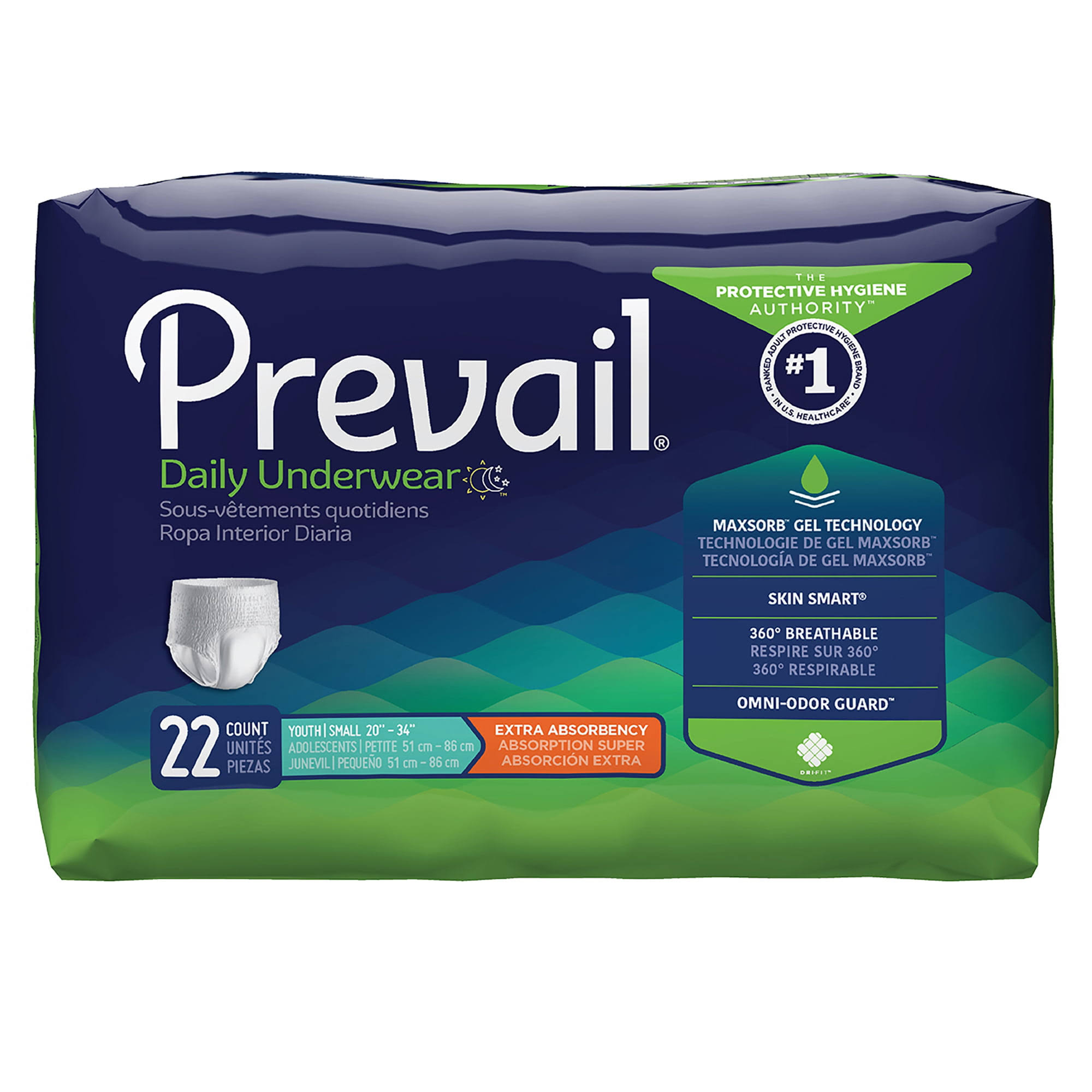 Prevail Extra Absorbency Underwear - Youth/Small Adult, 22 ct