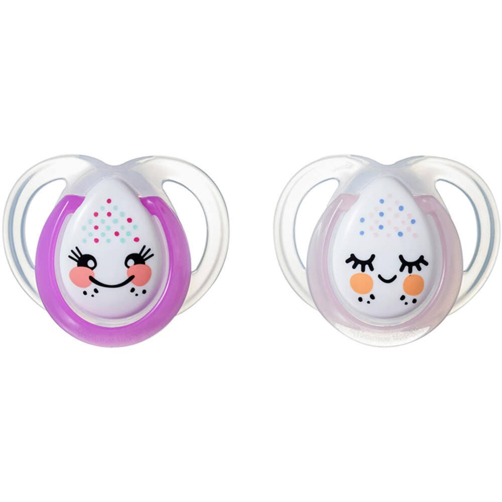 Tommee Tippee Night Time Glow in the Dark Orthodontic Soothers - 0-6 Months, 2pcs