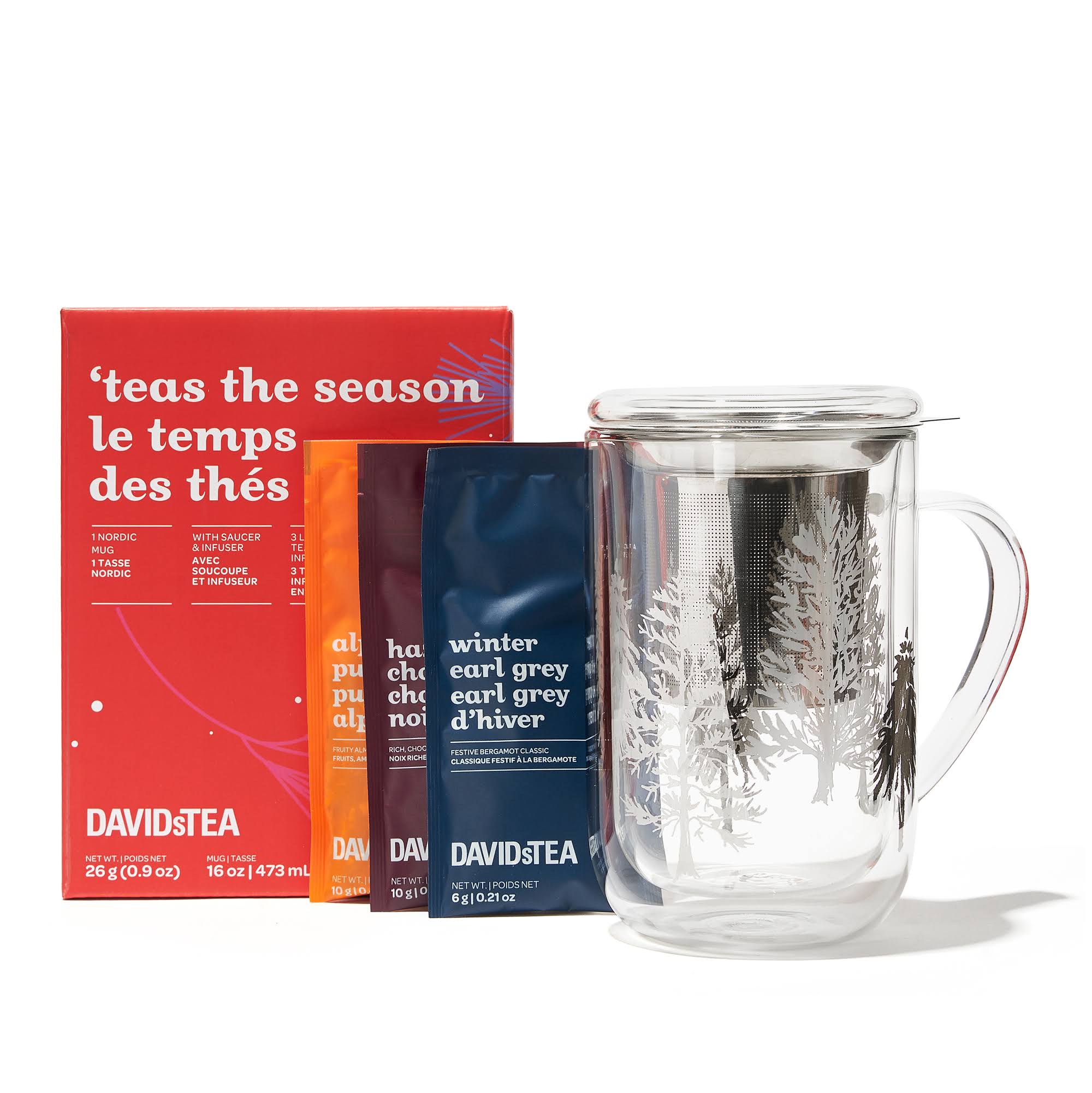 DAVIDsTEA - Nordic Mug & Holiday Tea Gift Set - 16 oz / 473 ml
