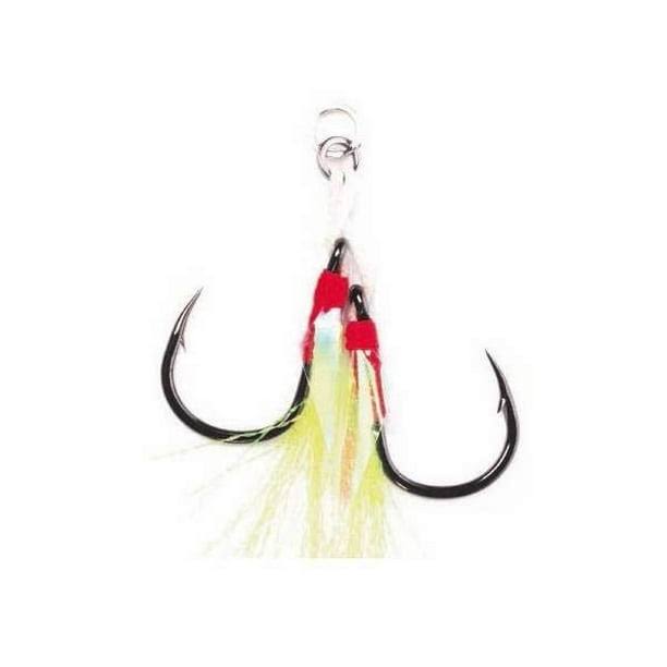 2 Pack of Size 3/0 Mustad Light Jig Assist Hooks - Double Hook Fishing Rigs