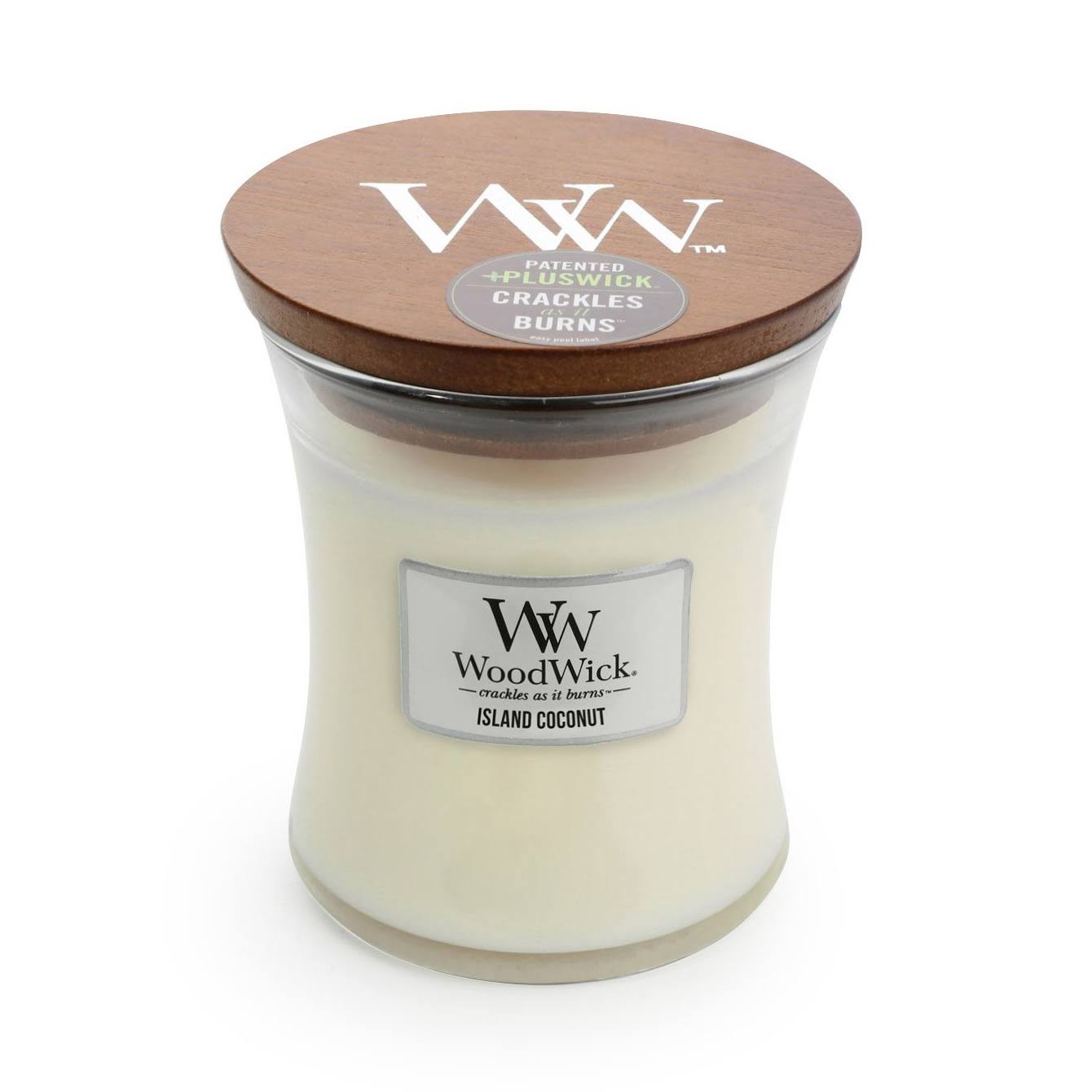 WoodWick Scented High Quality Soy Wax Candle - Island Coconut, Medium