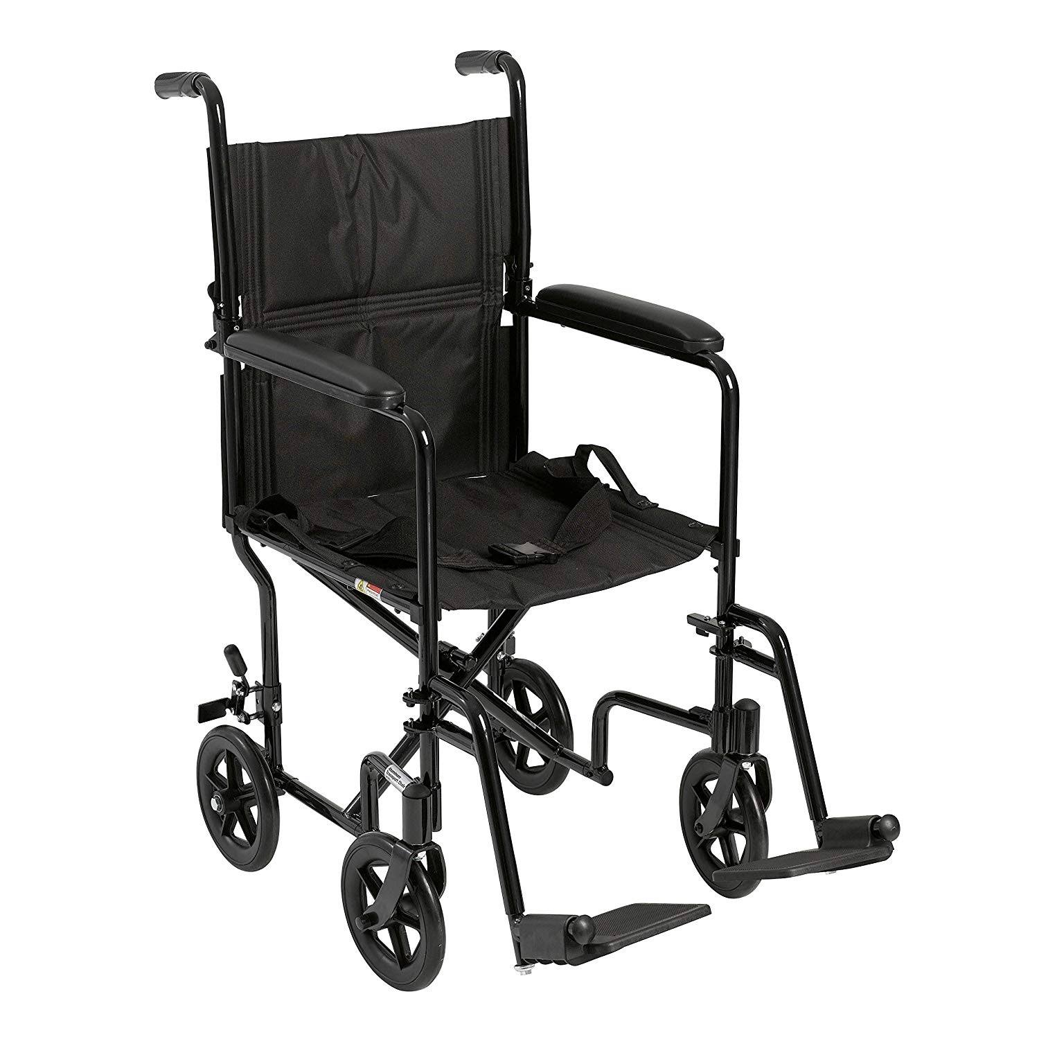 Drive Medical Lightweight Transport Wheelchair - Black, 17"
