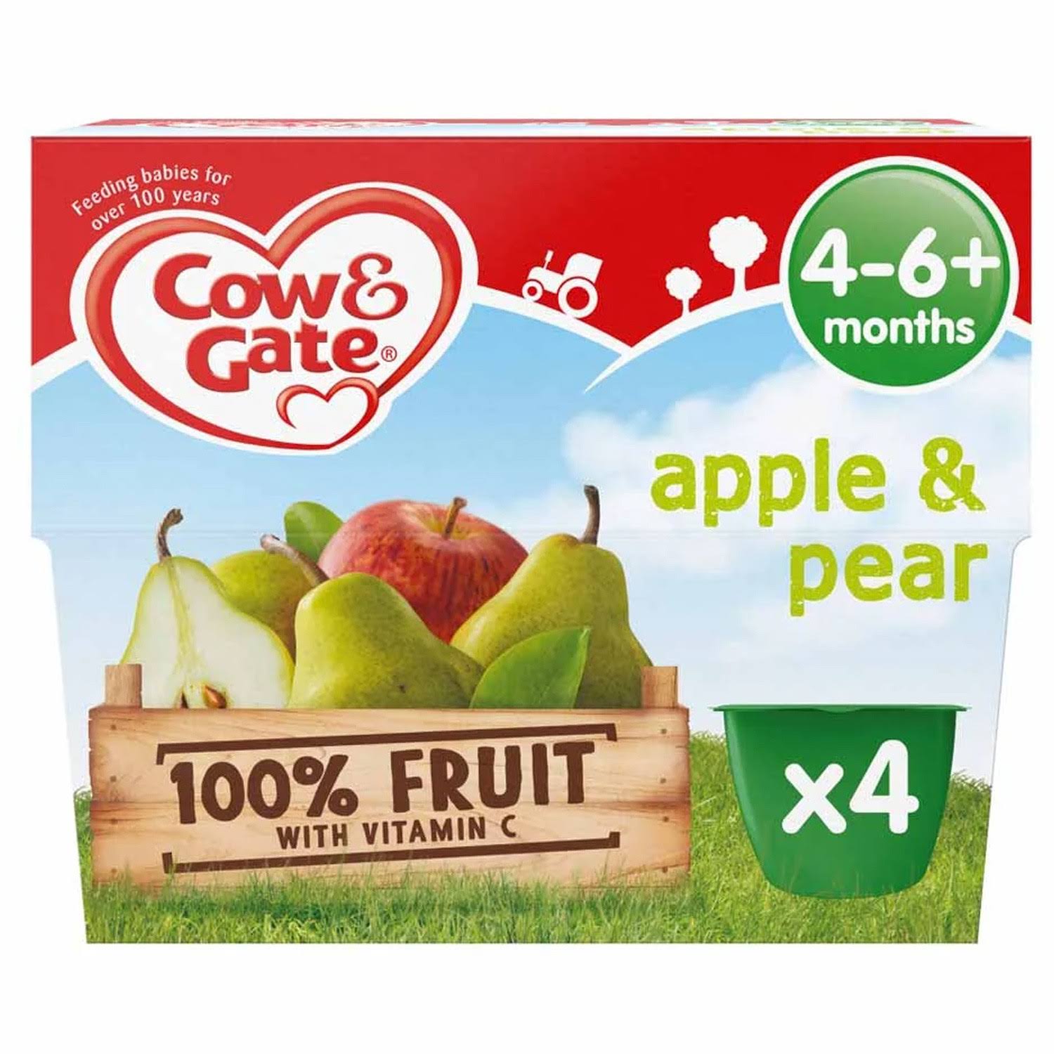 Cow & Gate Fruit Puree Pots - Apple & Pear, 4ct, 100g