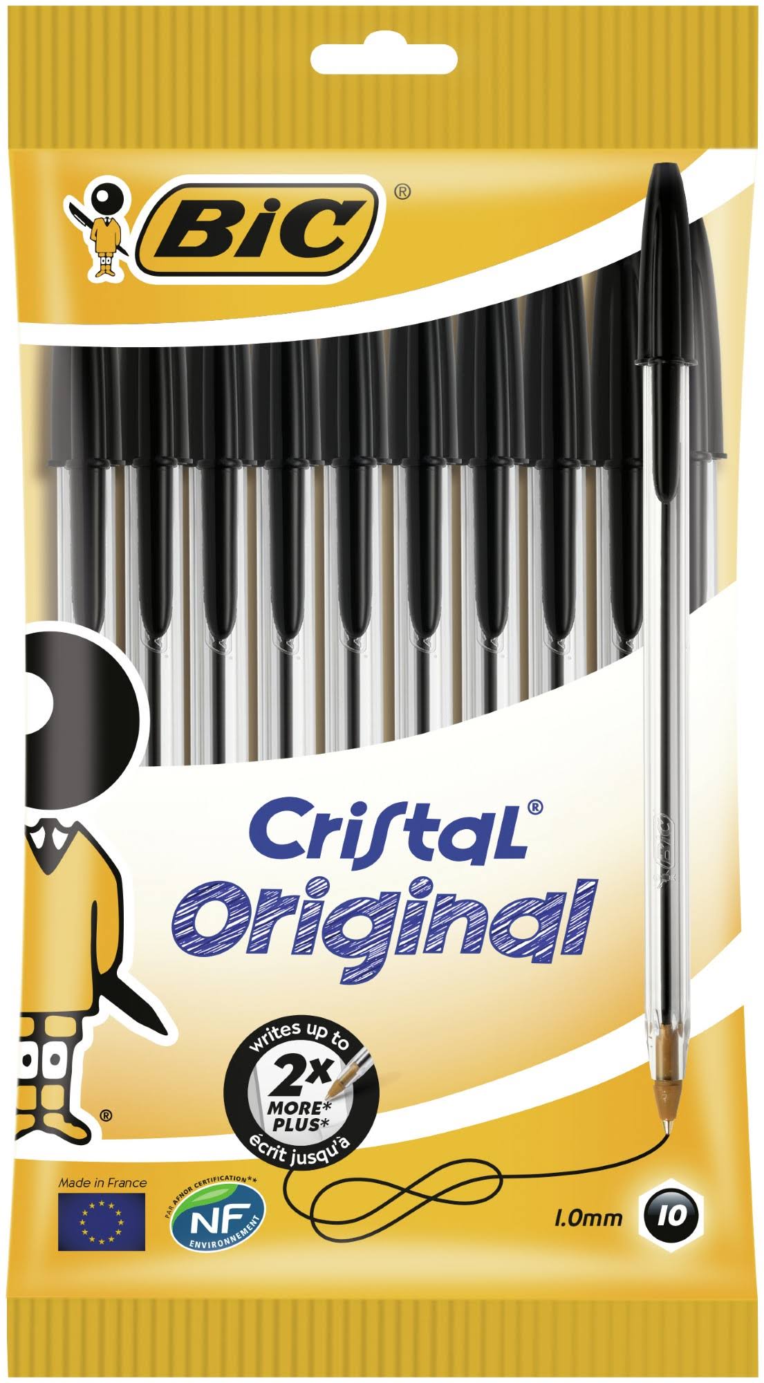 Bic Cristal Medium Ballpoint Pen - Black, 10pk