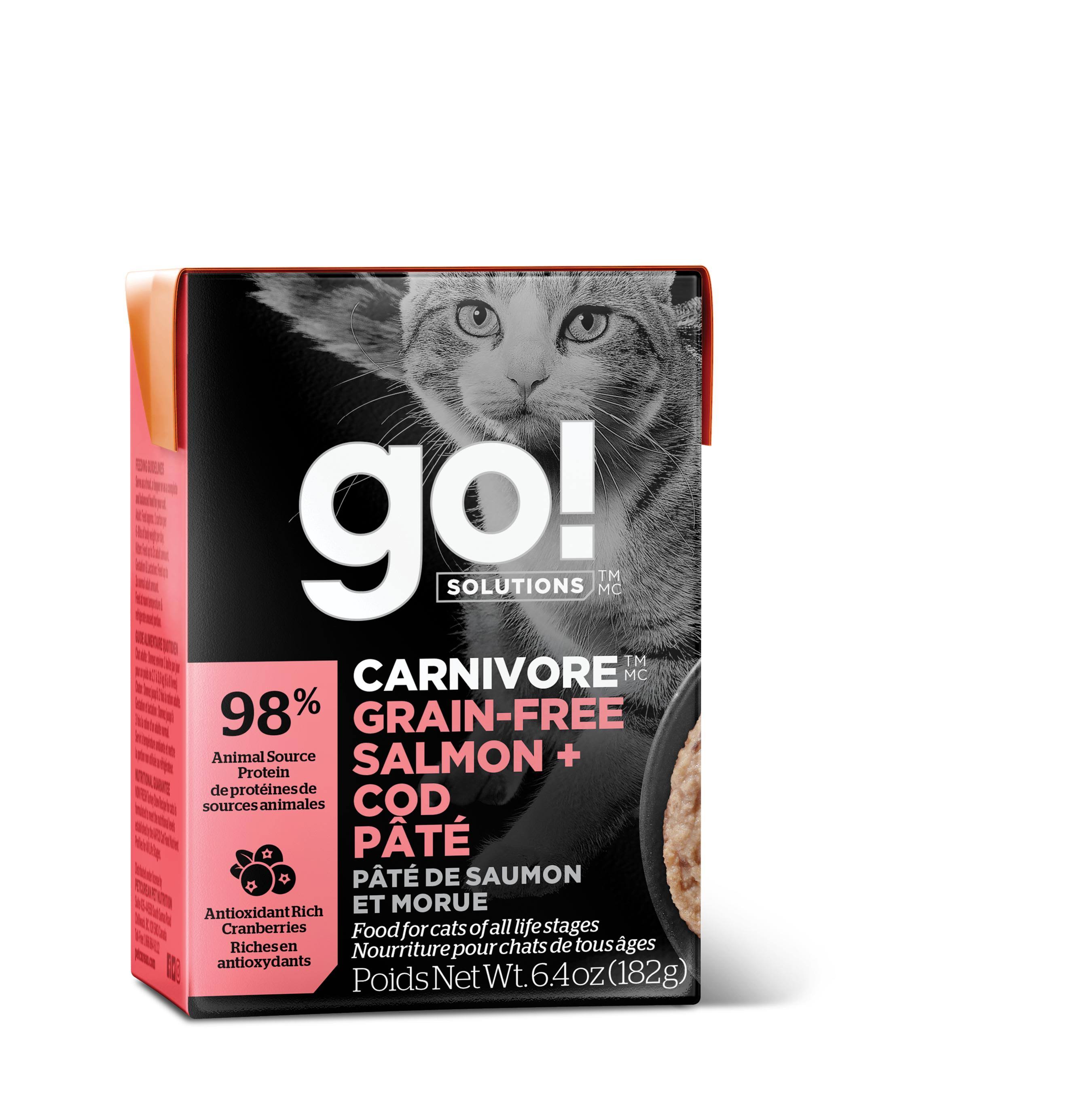 Go! Solutions Carnivore Salmon + Cod Pate Wet Cat Food, 6.4-oz