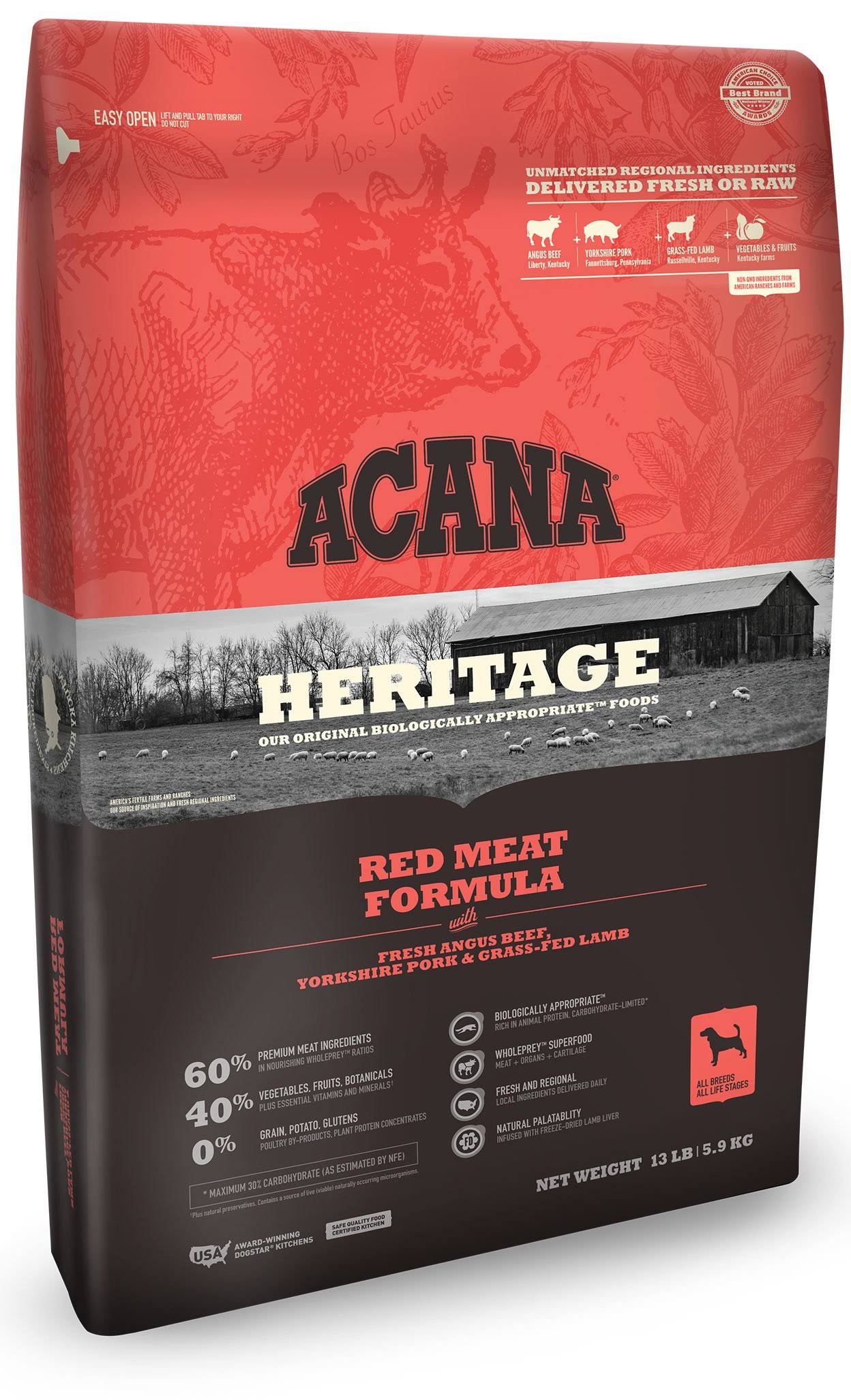 Acana Heritage Meats Formula Dog Food - Angus Beef, Yorkshire Pork, Grass Fed Lamb
