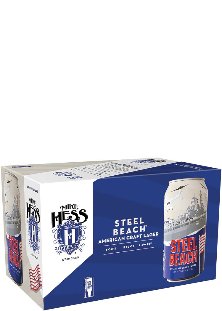 Mike Hess Beer, American Craft Lager, Steel Beach, 6 Pack - 6 pack, 12 fl oz cans