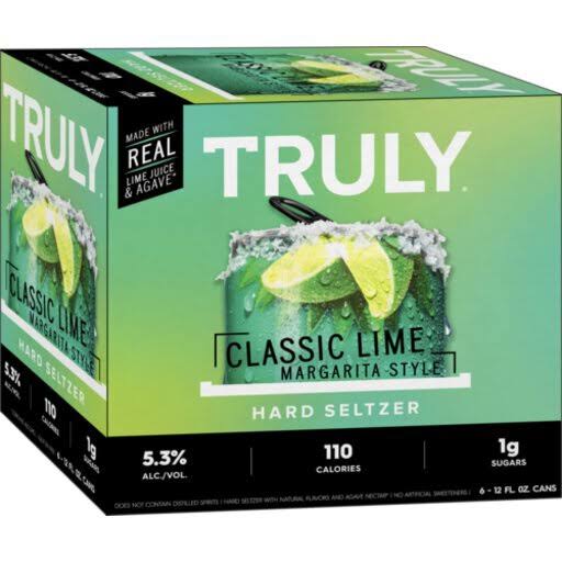 Truly Hard Seltzer, Classic Lime - 6 pack, 12 fl oz cans
