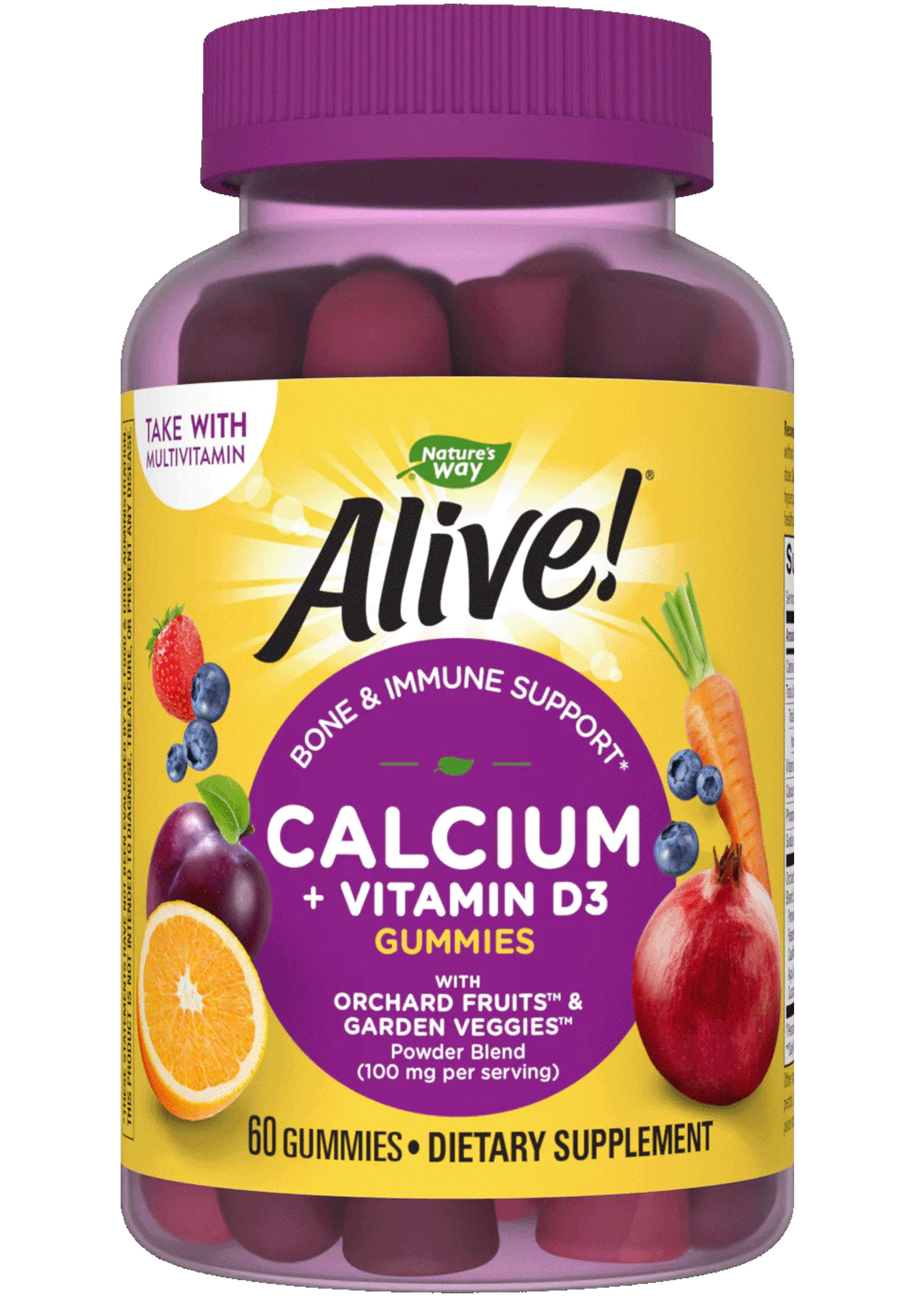 Nature's Way Alive! Calcium Plus Vitamin D3 Gummies Supplement - 60 Gummies