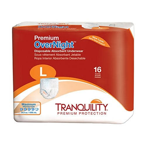 Tranquility Premium Overnight Disposable Absorbent Underwear - Large, 16 Count