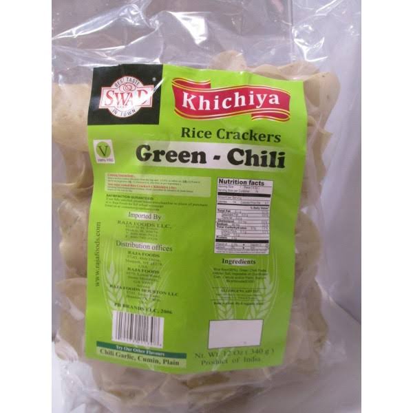 Swad Khichiya Rice Crackers- Green Chilli 12 oz